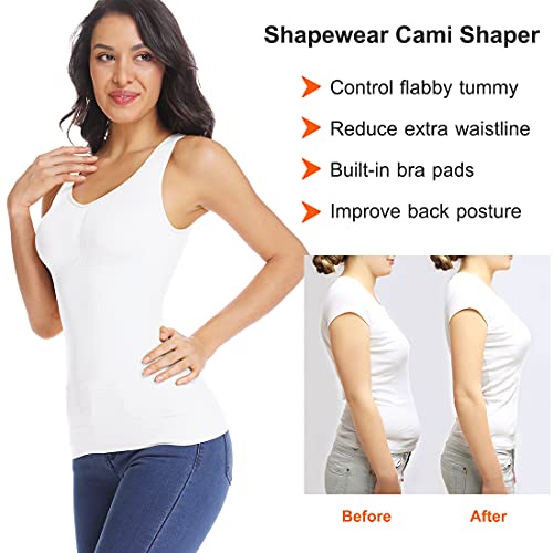 Women's Cami Shaper with Built in Bra Tummy Control Camisole Tank Top Underskirts Shapewear Body Shaper - Thumbnail 3