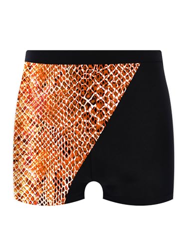YEAHDOR Kids Girls Stretch Snakeskin Print Dance Shorts High Waist Gymnastics Ballet Yoga Shorts Dancewear2