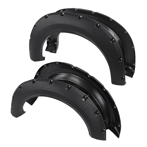 PIT66 Pocket Rivet Style Textured Black Wheel Fender Flares Cover Compatible with Ford F150 2009-2014 Styleside with 67.0" / 78.8" / 97.4" bed length models only FO1269100, FO1268100,4pcs