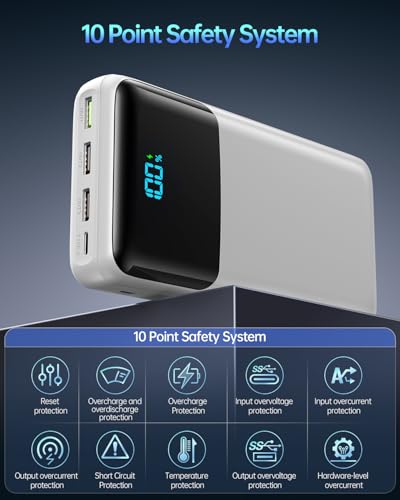 Image of Portable Charger Power Bank 50000mAh, USB-C PD 30W Fast Charging, High Capacity External Battery Pack for Camping, Portable Phone Charger for iPhone 17 /16 /15 /14 /13 /12 /11 Samsung Android (White)