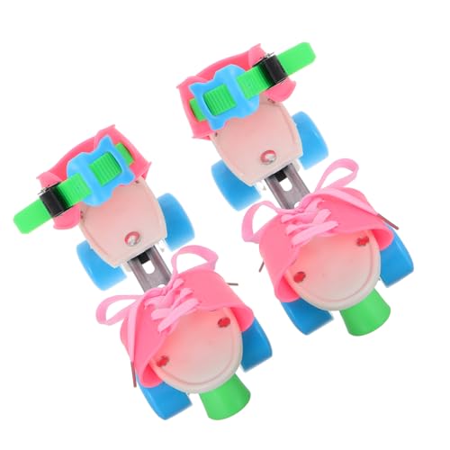 YARNOW Boys and Girls Quad Skates 1 Pair Adjustable Toddler Roller Skates Double Row Wheels for Enhanced Balance -Around Use