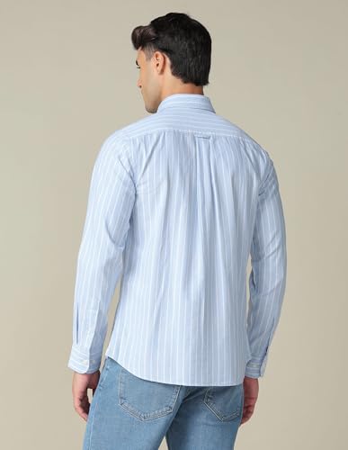 Image of U.S. Polo ASSN. Striped Regular Fit Shirt for Men - 100% Cotton, Breathable & Comfortable, Full Sleeves Casual Shirt for Men