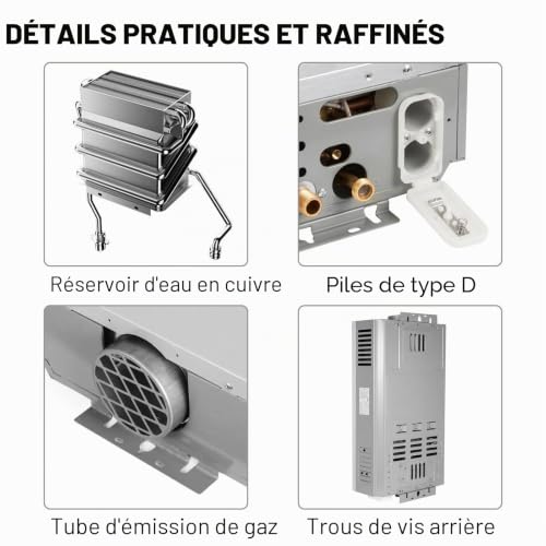 Chauffe-eau au Gaz Propane gpl 6L, 16kW Chauffe Eau Camping Car, chauffe-eau Instantané Sans Réservoir, Modes Hiver et Été, pour le camping, la Caravane et la Maison – vue 5