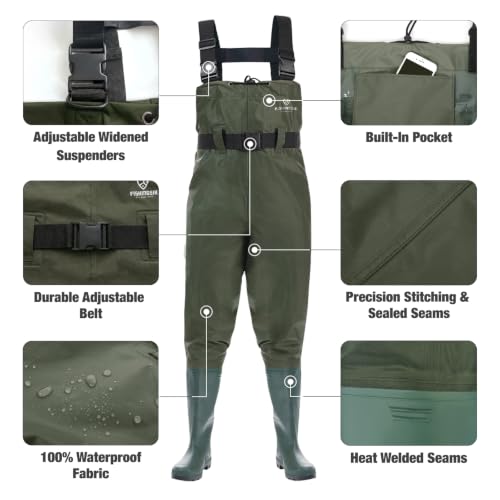 Image of FISHINGSIR Waders for Men Waterproof Women Fishing Chest Wader with Boots