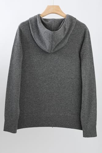 Image of JENNIE LIU Women's 100% Pure Cashmere Long Sleeve Zip Hoodie Cardigan Sweater