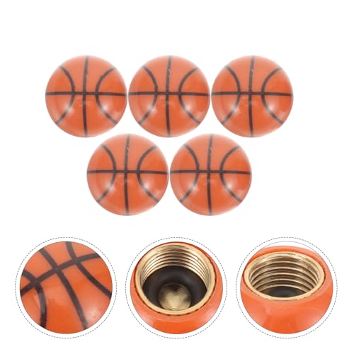 5 Pcs Tapas de Válvula de Bici con Forma de Balón de Baloncesto miniatura 2