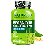 NATURELO Vegan DHA - Omega 3 Oil from Algae - Supplement for Brain, Heart, Joint, Eye Health - Provides Essential Fatty Acids for Women Men and Kids - Complements Prenatal Vitamins - 120 Softgels