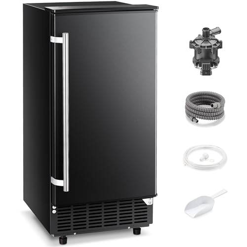 AGLUCKY Commercial Built-in Ice Maker Machine,80Lbs/Day,Under Counter Ice Maker Machine with Drain Pump & 24H Timer,Reversible Door,Self Cleaning Ice Machine for Home & Office(Silver)