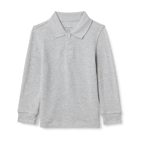 Image of Amazon Essentials Boys and Toddlers' Long-Sleeve Pique Polo Shirts for School Uniform, Multipacks