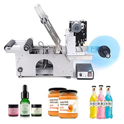 RibasuBB Semi-Automatic Round Bottle Labeling Machine, Round Bottle Label Applicator & Sticker Dispenser Machine, 20-40pcs/minStainless Steel Label Applicator for Diameter 0.78-4.72 inches