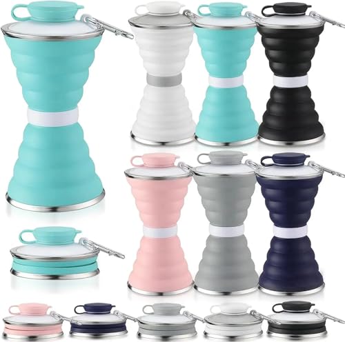 6 Pack Collapsible Water Bottles, 16oz Reusable Travel Water Bottle, BPA Free Siliconce Leak-proof Bottle for Sport Working Out Camping Hiking (Bright Color)