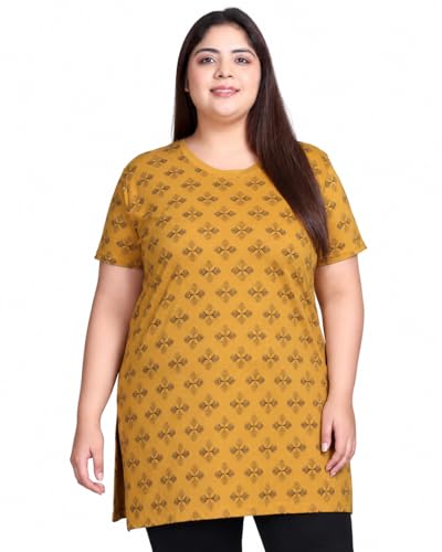 Image of In Love Women's All-Over Printed Cotton Plus Size Longline T-Shirt with Pockets