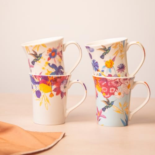 Hummingbird Floral Bone China Mug 350ml Elegant Ceramic Tea & Cof...