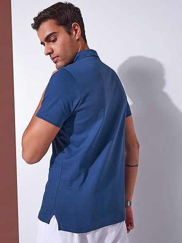 Image of Men's Solid Polo Collar Casual T-Shirt with Pocket | Cotton Polo Collar Half Sleeves Solid T-Shirt | Slim Fit Polos