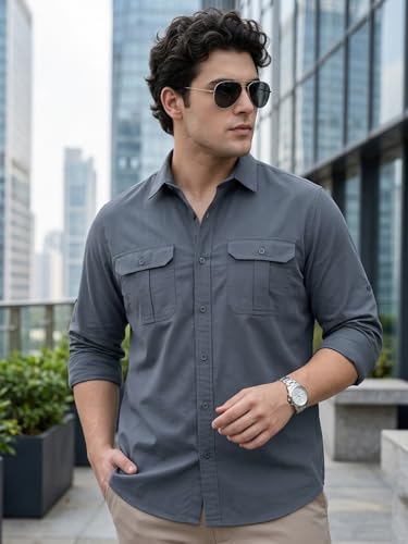 Image of Urbano Fashion Men's Cotton Full Sleeve Regular Fit Casual Solid Shirt