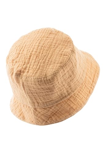 Sterntaler Wende Fischerhut Giraffen - Sommer Mütze mit Print aus Baumwolle - Wendeseite aus Musselin - UV-Schutz 50+ Sonnenkappe - Baby Kinder Kopfbedeckung- Natur, Größe 47