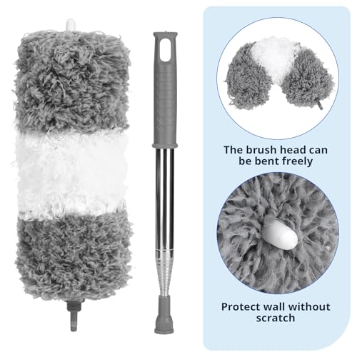 Image of ZZ LAZYCOTTAGE Microfiber Feather Duster for High Reach, Lightweight Ceiling Fan Cleaner, 91.5 inch Telescopic Pole, Cobweb Duster with Extension Pole for Home & Car