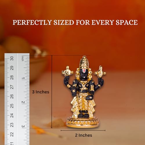 Image of Gold Plated Premium Balaji Statue for Car Dashboard, Gifting, Pooja Room Decor & Home Decoration (3 Inches)