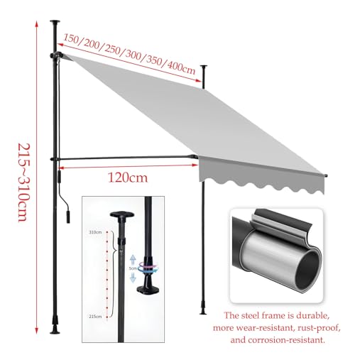 Auvent de jardin en polyester durable, store imperméable réglable de qualité