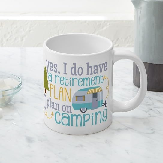 CafePress Yes, I Do Have A Retirement Plan I Plan On Camping 20 oz Ceramic Coffee Mega Mug
