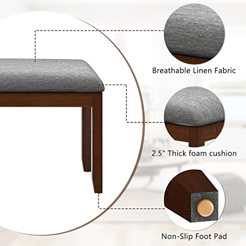 Chefjoy Dining Room Bench, Upholstered Tufted Linen Ottoman Bench W/Rubber Wooden Legs, Modern Rectangular Bench For End Of Bed, Suitable For Bedroom, Dining Room, Living Room, Entryway (1) #TOP4