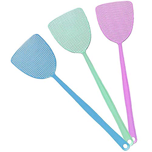 Handle Swatter 3pcs Plastic Control Fly Manual Durable Long 17.5 Tools & DIY Fruit Fly Trap Lauscha (Green, Pink, Blue, One Size)