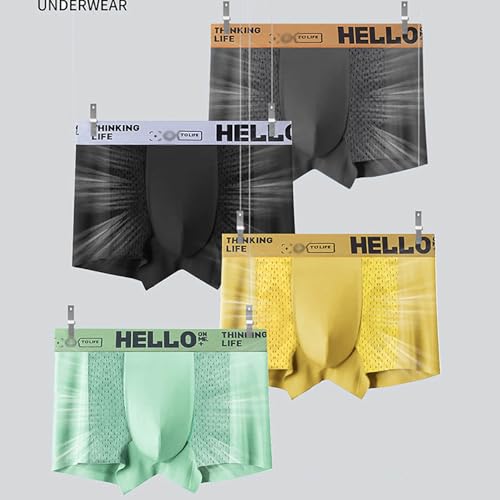 Hello Mesh Mens Underwear, 5 Packs Hello Underwear for Men Boxer Briefs Breathable Summer Ice Silk Men's Mesh Underwears2