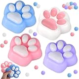 4 Pack Cat Paw Squishy Toy - Cute Kawaii Cat Paw Squeeze Toys, 4.7in Stress Relief Toy, Cat Squishy Fidget Toys for Kids Birthday Party Gift Boys Girls (Glossy)