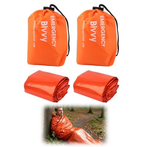 Saco de dormir supervivencia 210x90 cm, bivvy de emergencia reutilizable 124 g, manta de supervivencia PE aluminizada 0,026 mm, senderismo Camping al aire libre, compacto 12x7,5 cm