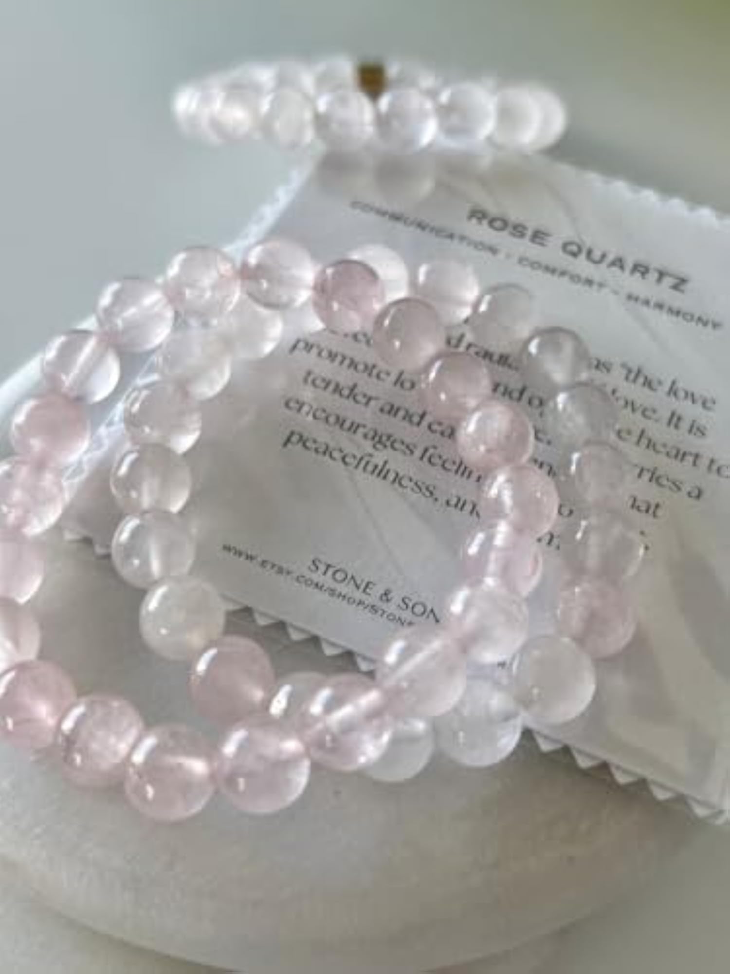 Natural Rose Quartz Stretchable Bracelet, Unisex