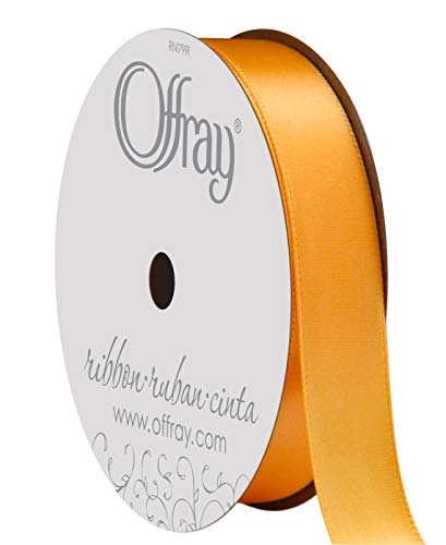 Image of Offray 493021 5 /8 inch Wide Single Face Satin Ribbon, Gold Yellow, 6 Yds