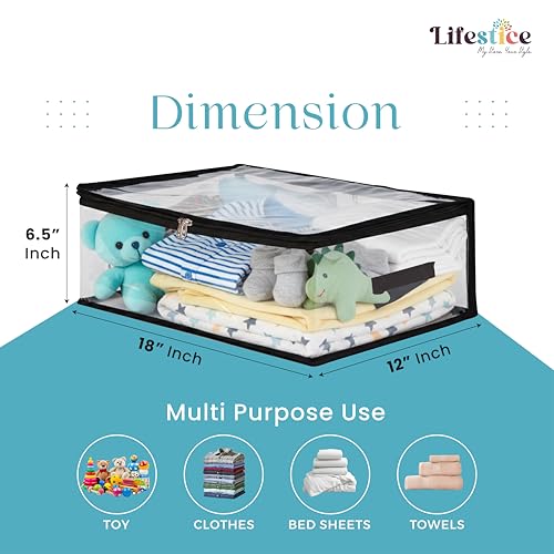 Image of Transparent Plastic Clothes Storage Bag(Pack of 4) |Clothes Organiser for Wardrobe | Saree Covers with zip |Saree Organizer for Wardrobe |Saree Bags Storage (PACK OF 4)18x12x6.5,inch
