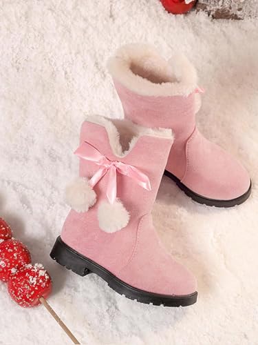 Girls Winter Boots Princess Snow Bow High-Top Boots Mid-Calf Thick Warm Snow, Suitable For Little Girls4