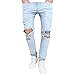 Just No Logo Men's Slim Fit Light Blue Ripped Jeans Destroyed Denim(36W,Sky Blue)