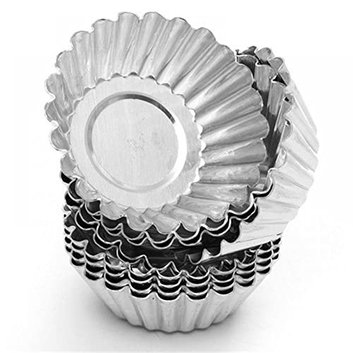 Non-Stick Egg Tart Molds - Reusable Baking Tinplate Round Muffin Cups for Baking(Set of 20) (Round)