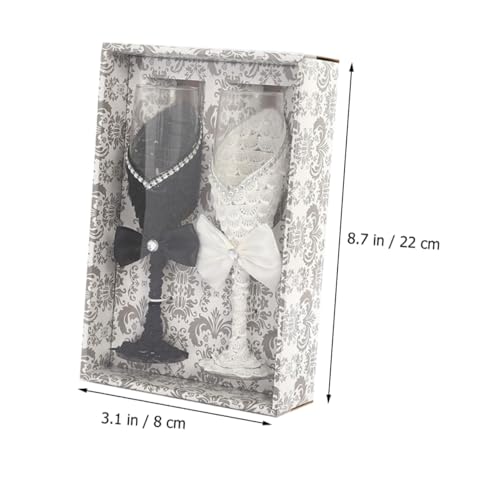 Flûtes à vin noires et blanches verres de mariage célébrations - 3