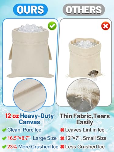 Image of 1 Set 16.5x8.7 inch Enlarged Canvas Lewis Bags with Wood Mallet, Ice Crusher