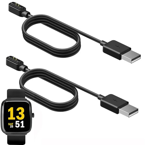 Cargador compatible con Sekonda Motion de 36mm con cable magnético USB de repuesto negro de 2 pines