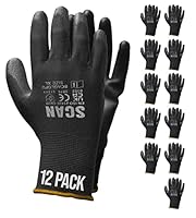 Scan SCAGLOPU12 Black PU Coated Gloves - Size 9 - Pack 12