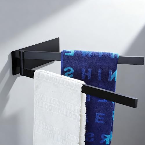 ZUNTO Toalleros de Baño Sin Taladro Toallero Barra Negro, Toallero Acero Inoxidable Toallero Pared para Cocina y Baño, 35cm