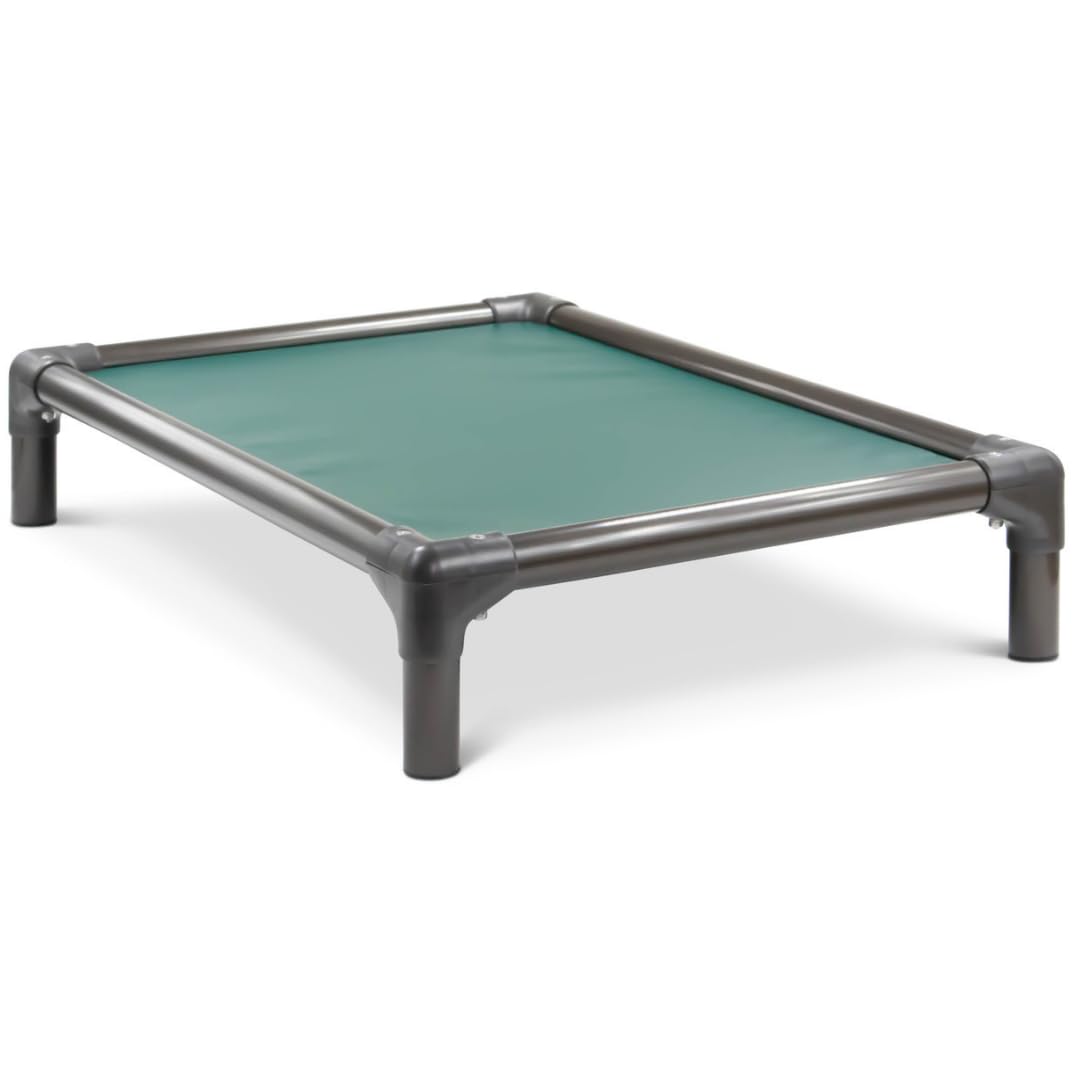 Kuranda Chewproof Elevated Dog Bed - Walnut PVC - 35" x 23" - Cordura Nylon - Forest Green