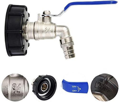 GOLRISEN IBC Tank Tap Adapter 3/4Inch Thread Connector Replacement Valve Fitting Parts Brass for S60X6 Water Storage Tank