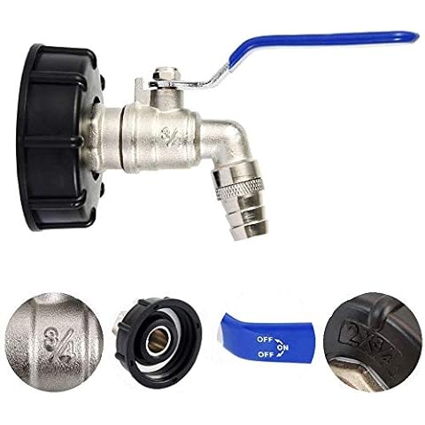 GOLRISEN IBC Tank Tap Adapter 3/4Inch Thread Connector Replacement Valve Fitting Parts Brass for S60X6 Water Storage Tank Cover
