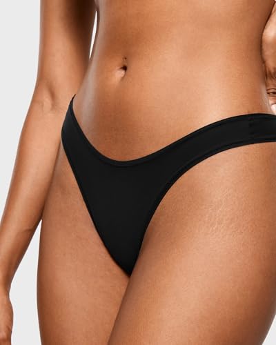 Image of INLYRIC Women's Inbarely Soft Thong - No Show Sexy Panties Breathable V-waisted Ladies Underwear 3 Pack