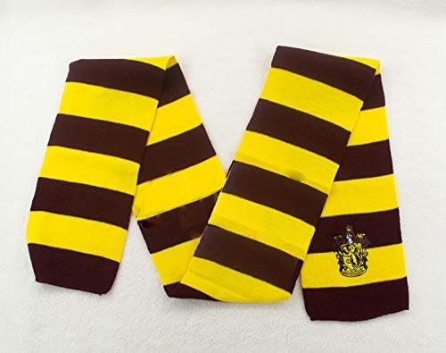 Unisex Acrylic Harry Magician Embroidery Patched Knit Scarf Muffler Yellow