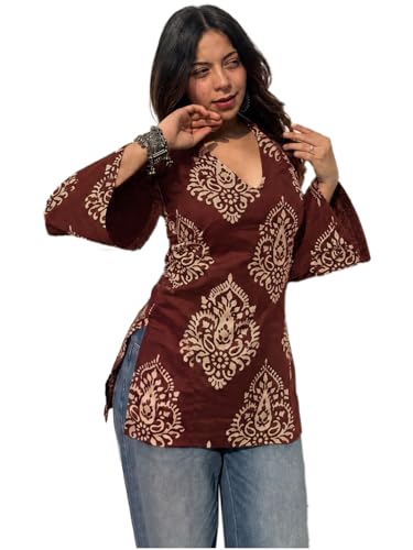 Image of ANNI Designer Cotton Short Kurti for Women | Stylish Kurti | Short Kurti Top | Casual Kurta for Women | Comfortable Cotton Kurtis for Womens
