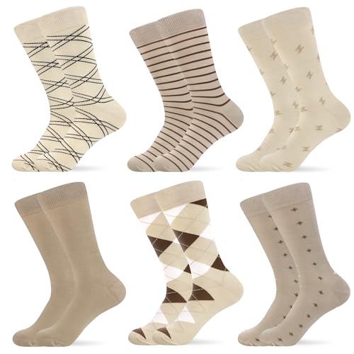 WeciBor Mens 6 Pack Cotton Dress Crew Socks