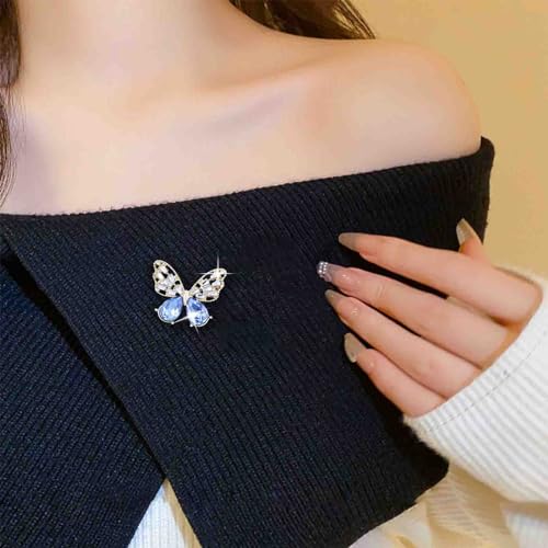 Image of Pearl Shell Resin Butterfly Brooch Pin Sparkly Crystal Butterfly Brooches Pin Lepel Pin Hollow Butterfly Wing Brooch Pin Rhinestone Butterfly Brooch Pin Decorative (Green Resin 1)