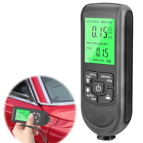 Medidor de espesor de capa: medidor de pintura con retroiluminación LCD digital pantalla LCD rango de medición automática de 0 a 2000 adecuado para la medición de espesor de revestimientos y pinturas