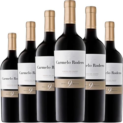Carmelo Rodero 9 Meses, vino tinto español joven con crianza, elaborado con Tempranillo, ideal para disfrutar intensidad, frescura y equilibrio en cada copa.| 6 botellas